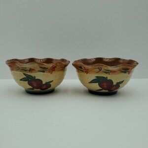 Giftcraft Country Fair Soup Cereal Bowls 2003 Apple Ruffled Edge Dessert Bowls
